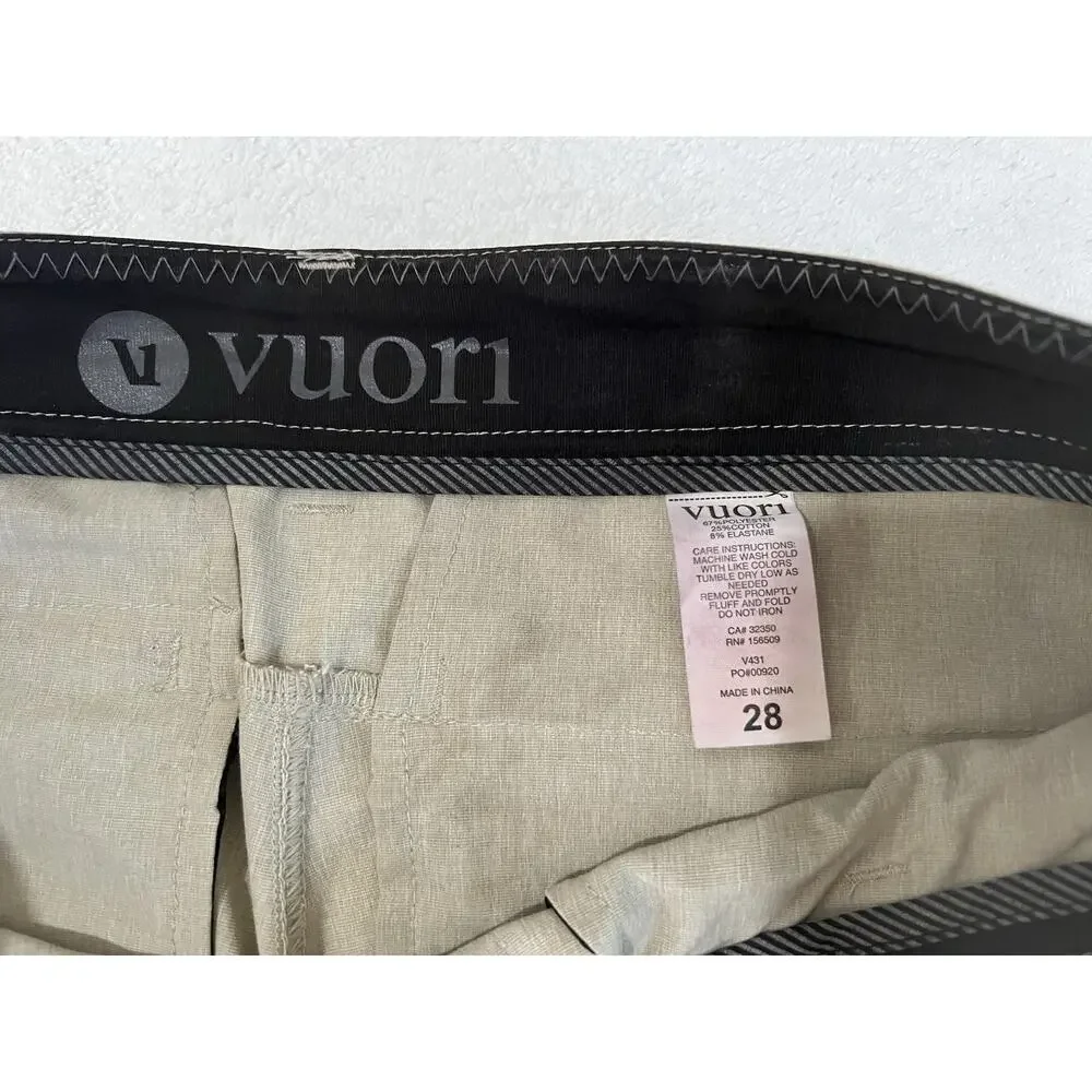 Vuori Aim Chino Pant Men's 28 Stretch khaki Performance Slim Golf Travel